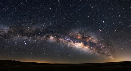Milky way, Galaxy, Stars, Majestic Milky Way Galaxy Over Dark Landscape