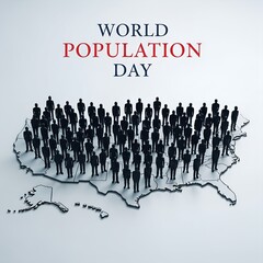 World Population Day Conceptual Art Featuring Silhouettes of People Standing on Map of United States Emphasizing Population Density