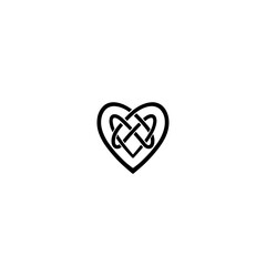Heart celtic knot logo icon flat vector design