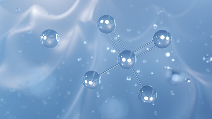 Magnesium sulfate molecular structure, 3d model molecule, anticonvulsant agent structural chemical formula view from a microscope