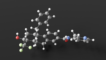 dagrocorat molecule 3d, molecular structure, ball and stick model, structural chemical formula selective glucocorticoid receptor agonist
