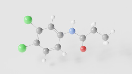 Fototapeta premium propanil molecule 3d, molecular structure, ball and stick model, structural chemical formula herbicide