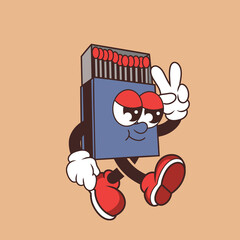Retro character design of cool matchbox