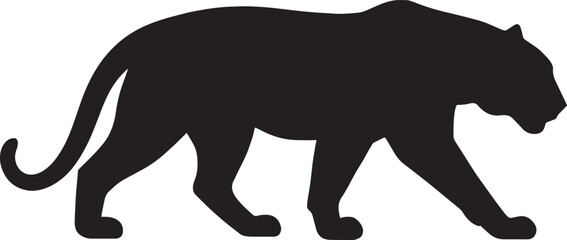 Tiger Silhouette Vector – Walking or Crouching Wild Cat Cutout on White Background