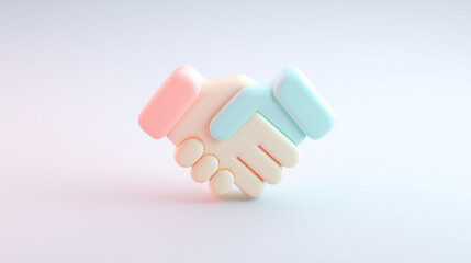 友好的なパートナーシップを表現する美しい握手 | パステル調3D
