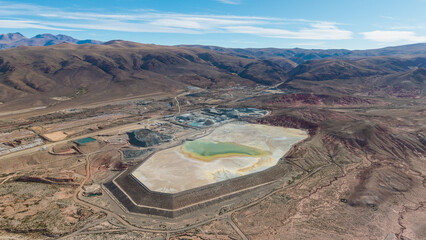 Aerial view of open-pit silver mining in Jujuy, Argentina.