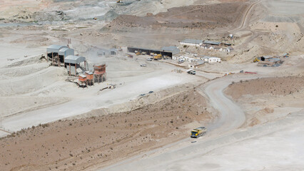 Aerial view of an open-pit borax mine in Jujuy, Argentina.