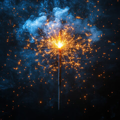 Fototapeta premium sparkler full view on black background 