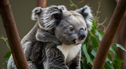 Fototapeta premium Koala, Joey, Baby koala, Koala with Joey