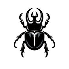 Vector illustration of a stylized black silhouette beetle