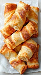 Golden-brown, spiral-shaped pastries