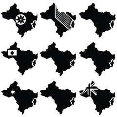 Black and White Brazil Map Set