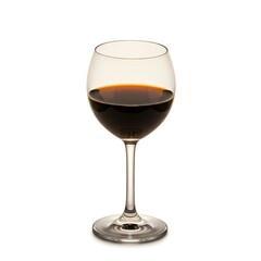 Elegant Wine Glass Filled with Red Wine on White Background