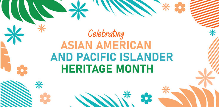 Asian American, Pacific Islander Heritage month vector banner with oriental wave pattern background  AAPI celebration.