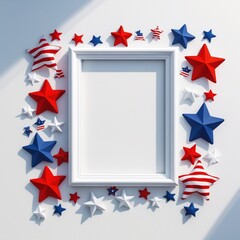 Fototapeta premium Fourth of July patriotic banner with USA flag, stars, and stripes celebration design