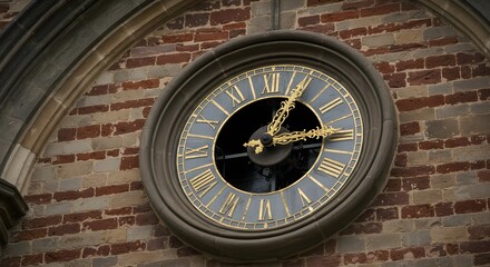 Fototapeta premium Clock, Old clock, Antique clock, Old Clock on Brick Wall