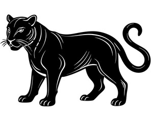 Obraz premium Wild Animal Black Panther Silhouette – EPS Vector Illustration Template on White Background