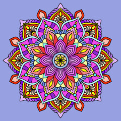 Mandala ornamental round lace pattern, Blossom Mandala Shape. Circular pattern in form of mandala, tattoo, decoration. Decorative ornament in ethnic oriental style, vector illustration 