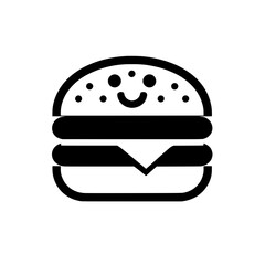 Cute Smiling Burger Illustration Black