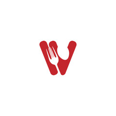 W cutlery logo. vector illustration of letter W and cutlery for icon, symbol or logo