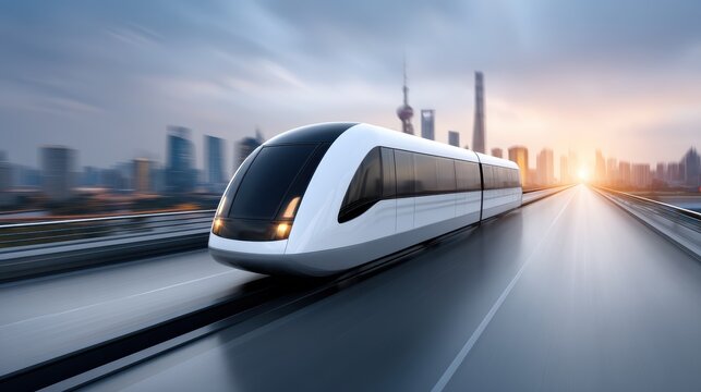 White train navigating urban tracks, a city railway journey white - Powered by Adobe