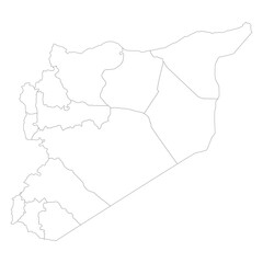 Syria map divided regions. Map of Syria regions in white color
