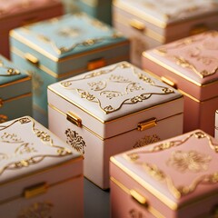box with jewelry Pastel Intricate Designs Miniature Drawers with wallpaper