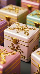 Pastel Intricate Designs Miniature Drawers with wallpaper 