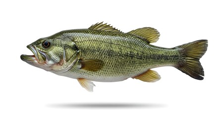 Largemouth bass, Bass, Fish, Largemouth Bass Fish Isolated on White Background