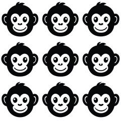 Black and White Monkey Face Set