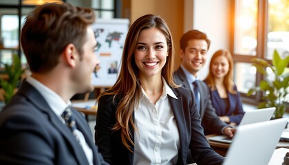 this is a photograph of four individuals in an office setting