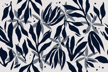 Organic abstract flowers shapes floral pattern. seamless pattern. botanical background. modern boho style. Natural plants leaves prints artwork wallpaper. Vintage spring