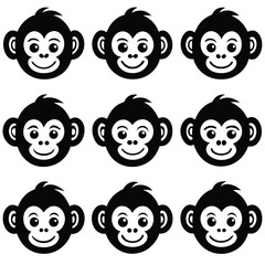 Black and White Monkey Face Set