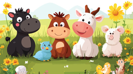 Joyful Farm Animals Under Blue Sky