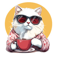  White Cat Dressed in Street Style