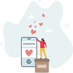 Hand holding donation box . charity concept. character life .