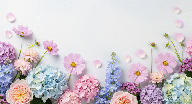 easter background with eggs and flowers
