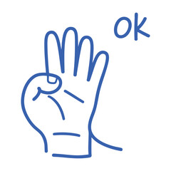 Hand with Four Fingers Raised OK Gesture Illustration