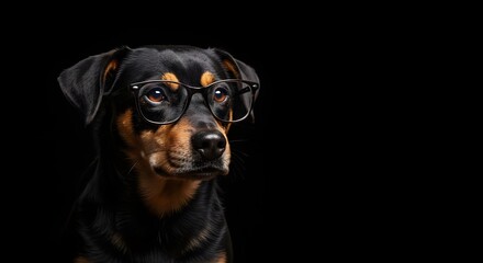 Obraz premium Dog, Puppy, Glasses, Smart Dog Wearing Glasses