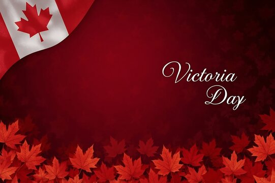 Celebrate victoria day with the canadian flag and vibrant red maple leaves forming a festive patriotic background