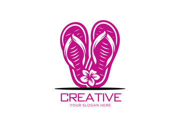 Beautiful Beach Slipper Logo Design. Beach Sandal for Ladies Logo Design.