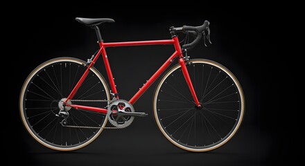 Red bicycle, Road bike, Cycle, Red Road Bike on Black Background