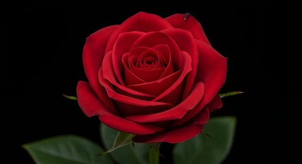 Fototapeta premium Red rose, Rose, Flower, Single Red Rose on Black Background
