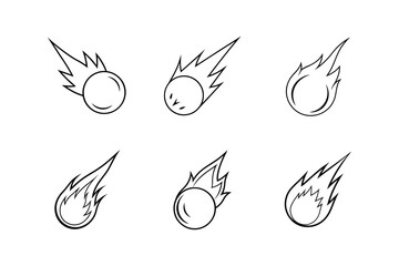 fireball line art vector illustration