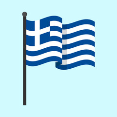 Waving Greek flag on flagpole