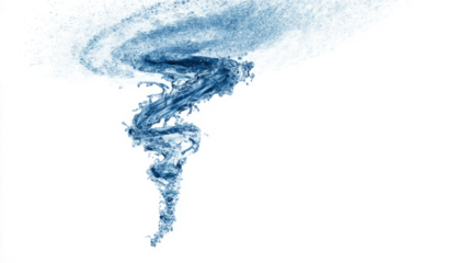 Tornado-shaped water swirl minimal on white