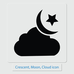 Crescent, Moon, Cloud icon