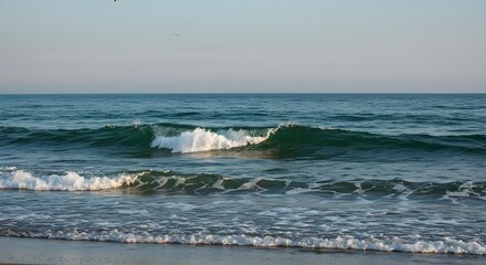 Ocean, Waves, Sea, Ocean Waves Crashing on Shore at Sunset