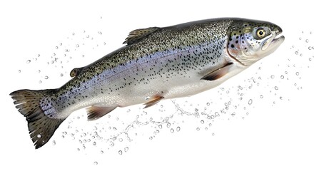 Rainbow trout, Trout, Fish, Fresh Rainbow Trout Leaping from Water