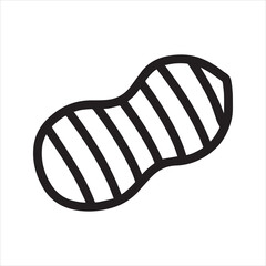 Peanut Icon Outline Style Black and White Vector Nut Symbol